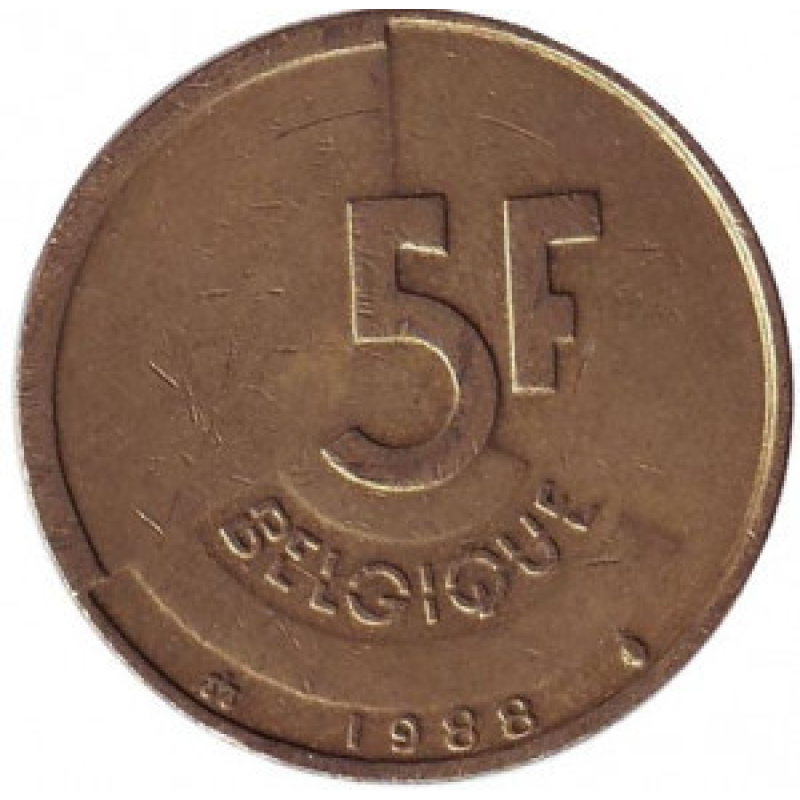 5 франків. 1988 рік, Бельгія (Belgie). 5 франків. 1988 рік, Бельгія (Belgie).