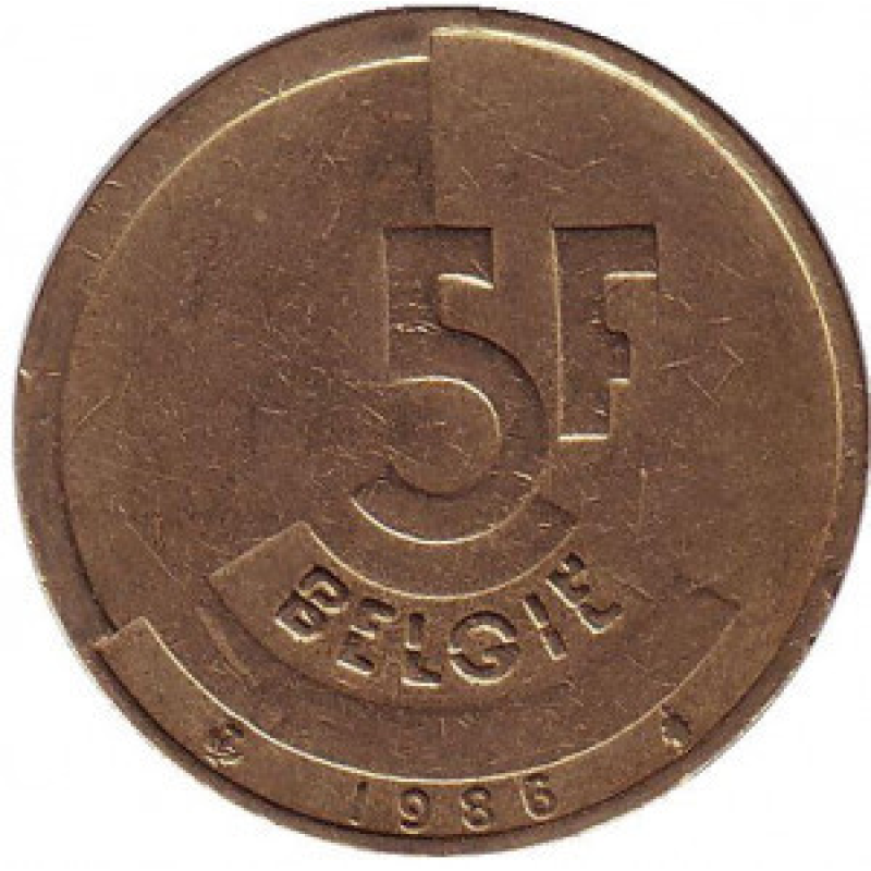 5 франків. 1986 рік, Бельгія (Belgie). 5 франків. 1986 рік, Бельгія (Belgie).