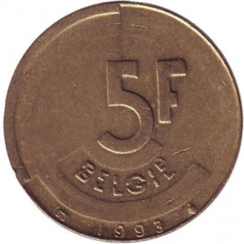 5 франків. 1993 рік, Бельгія (Belgie). 5 франків. 1993 рік, Бельгія (Belgie).
