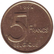 5 франків. 1994 рік, Бельгія. (Belgique)