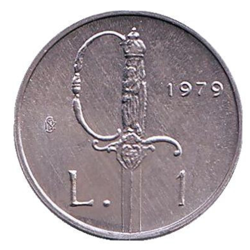 Меч. Інституційні органи держави. Монета 1 ліра. 1979 рік, Сан-Марино. UNC Меч. Інституційні органи держави. Монета 1 ліра. 1979 рік, Сан-Марино. UNC