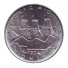 Монета 2 ліри. 1976 рік, Сан-Марино. UNC