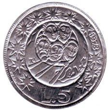 Монета 5 лір. 1973 рік, Сан-Марино.UNC