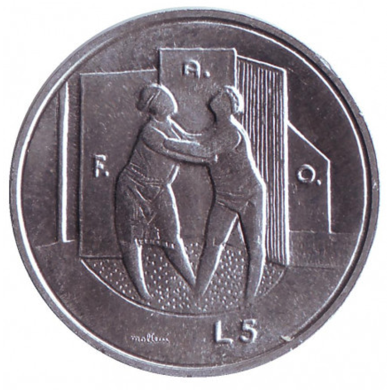 Монета 5 лір, 1976 рік, Сан-Марино.UNC Монета 5 лір, 1976 рік, Сан-Марино.UNC