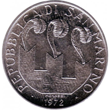 Корова з телям. Монета 10 лір. 1972 рік, Сан-Марино.UNC