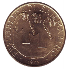 Подорожні. Монета 20 лір. 1972 рік, Сан-Марино.UNC