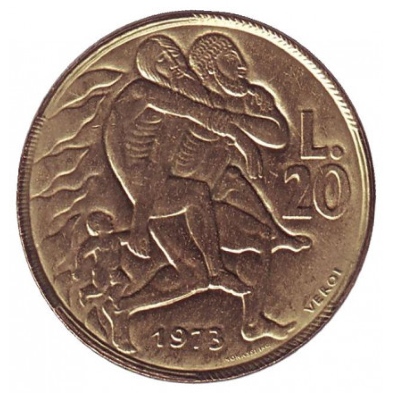 Порятунок. Монета 20 лір. 1973 рік, Сан-Марино.UNC Порятунок. Монета 20 лір. 1973 рік, Сан-Марино.UNC