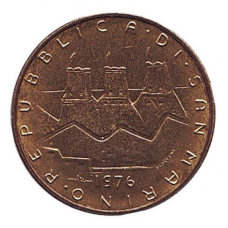 Монета 20 лір. 1976 рік, Сан-Марино.UNC