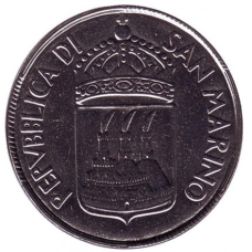 Жінка з мечем. Монета 50 лір. 1973 рік, Сан-Марино. UNC