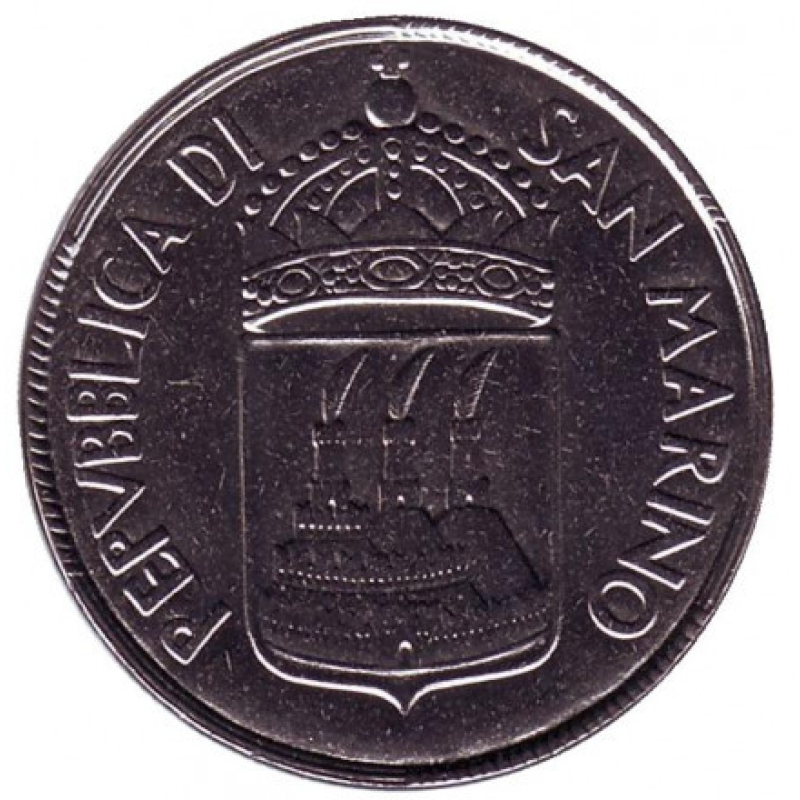 Жінка з мечем. Монета 50 лір. 1973 рік, Сан-Марино. UNC Жінка з мечем. Монета 50 лір. 1973 рік, Сан-Марино. UNC