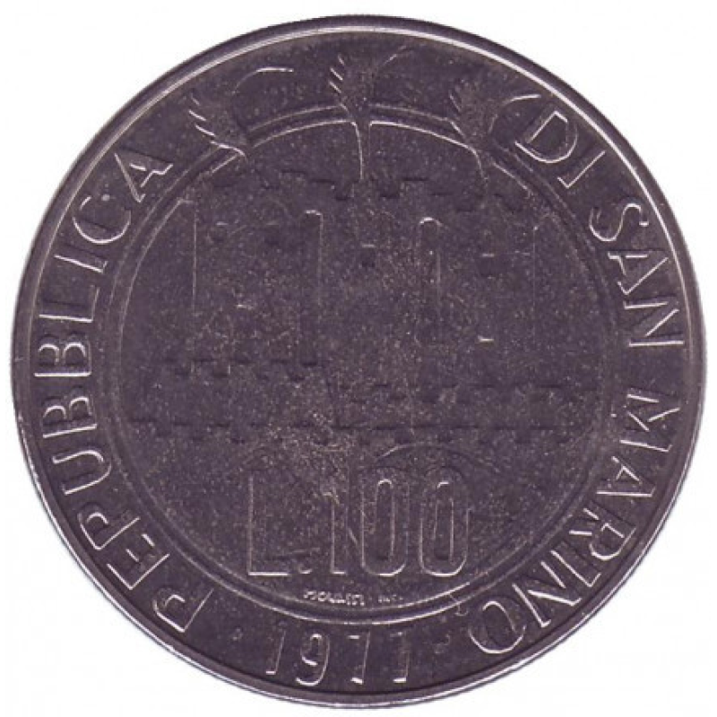 Космос. Монета 100 лір. 1977 рік, Сан-Марино.UNC Космос. Монета 100 лір. 1977 рік, Сан-Марино.UNC