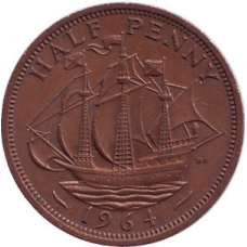 “Золота лань“. Монета 1/2 пенні. 1953-67 рік, Великобританія. (В)