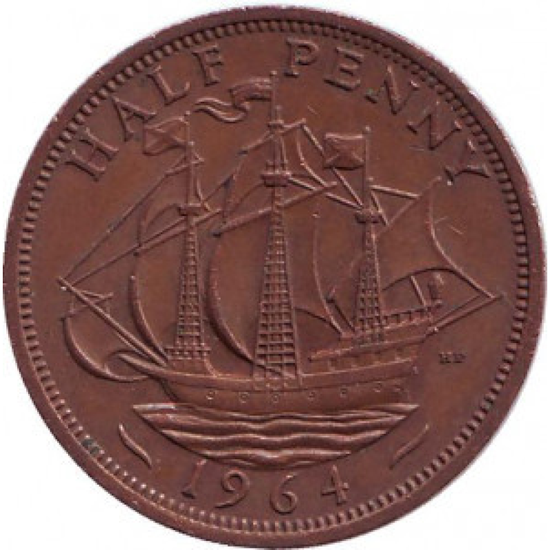“Золота лань“. Монета 1/2 пенні. 1953-67 рік, Великобританія. (В)